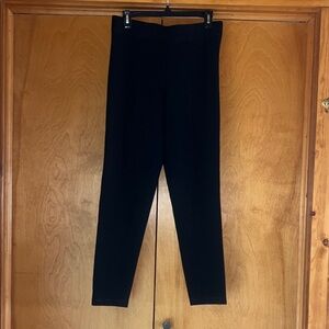 Black High-Waist Ponte Leggings with Accent Stitching Down Legs on Front